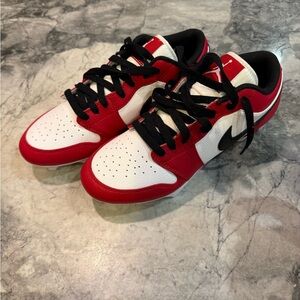 Jordan 1 men’s vapor edge football or lacrosse cleats Red, White & Black Low-Top